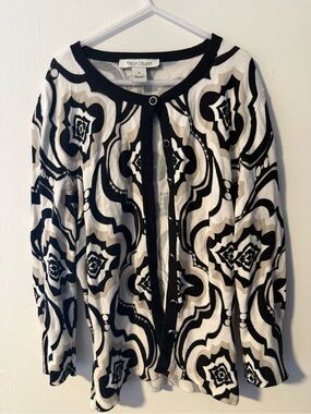 White House Black Market Black and White Patterned Cardigan